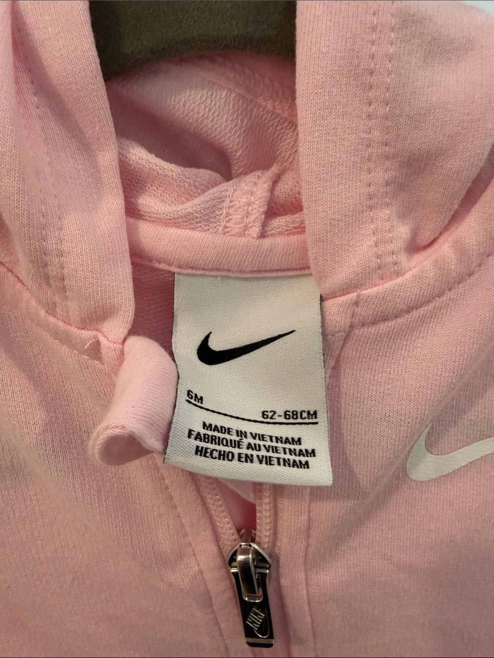Nike Pink Hooded Zip Baby One-Piece